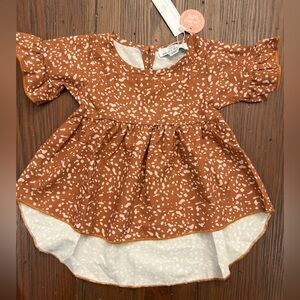 Ruffle sleeve high low burnt orange floral Thanksgiving girl toddler (2T)